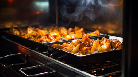 Roasted Vegetables in Oven with Aromatic Herbsの素材