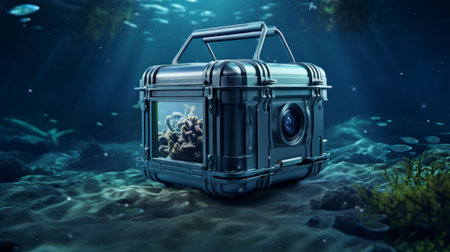 Underwater Camera Case on Ocean Floorの素材