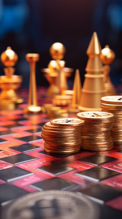 Strategic Investment Concept with Chess and Coins..の素材