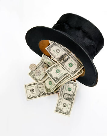 Top hat whit dollarsの写真素材