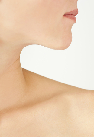 Portrait of beautiful girl's lower part of face. の写真素材