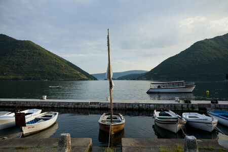 Lonely boats on the port of Persat.のeditorial素材