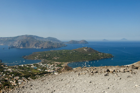 Panoramic view of a Vulcan crater (Vulcano Island, Sicily).