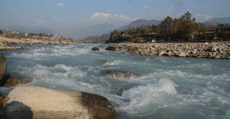 The Himalayan ice melting riverの写真素材