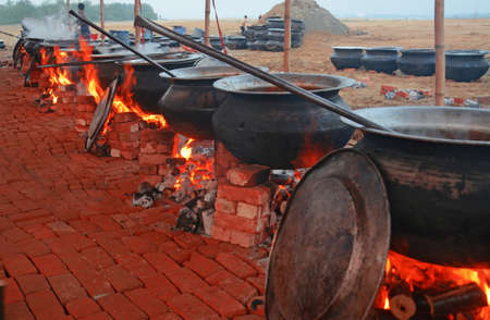 Mezban is a traditional food in chittagong,Bangladesh.Mezbani meat made from beef is fed to thousands of peopleの写真素材