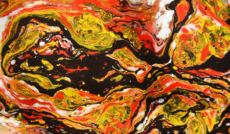 Closeup abstract color mixing of water, acrylic,oil and milk for use as background image.Beautiful combination. Acrylic texture with beautiful pattern, multi color background photo.の写真素材