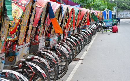 Bicycle parking in the city, Bangkok, Thailand, Asia.の写真素材