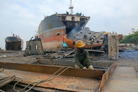 Inside of Ship breaking yard chittagong,Bangladesh.の写真素材