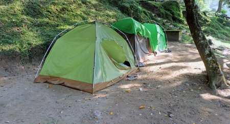 Camping in the forest at Kaptai lake,Bangladeshの写真素材