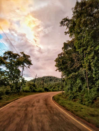 A moving shot of a beautiful scenery on a road.の写真素材