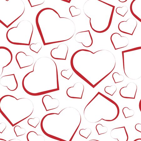 Vector seamless pattern with white hearts on red background.のイラスト素材