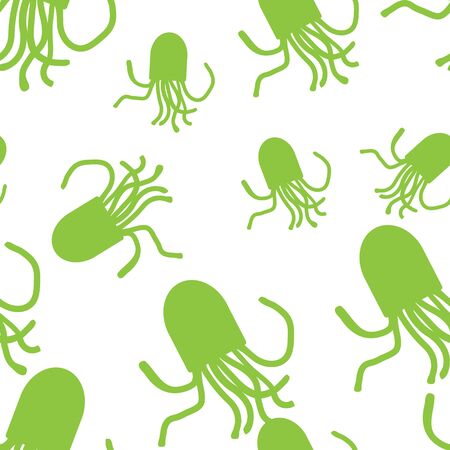 Vector Octopus seamless pattern. For fabric or cosmetic, background or packaging design. White and green.のイラスト素材