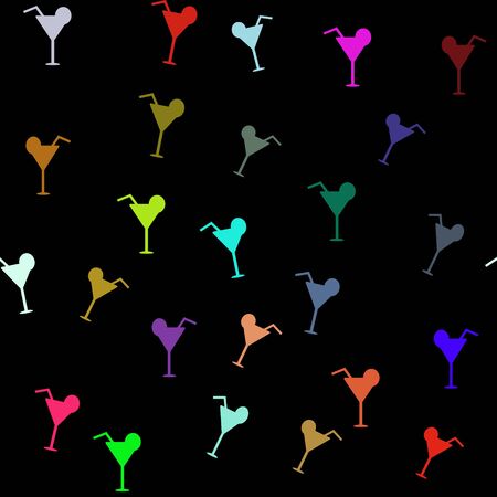 Vector seamless pattern with cocktails and limesのイラスト素材