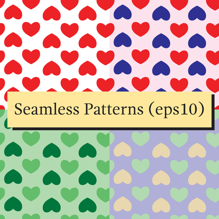 Seamless patterns set with hearts. Background of hearts on Valentine Day. Good for textiles, interior design, for book design, website background.のイラスト素材