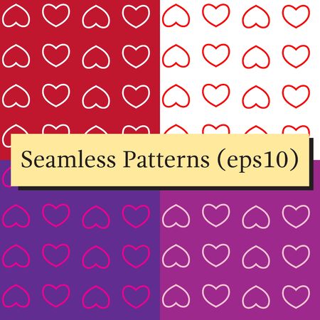 Seamless patterns set with hearts. Background of hearts on Valentine Day. Good for textiles, interior design, for book design, website background.のイラスト素材