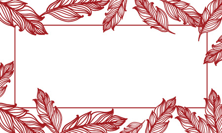 Cute background with feathers. Vector card design with border in bohemian style.のイラスト素材