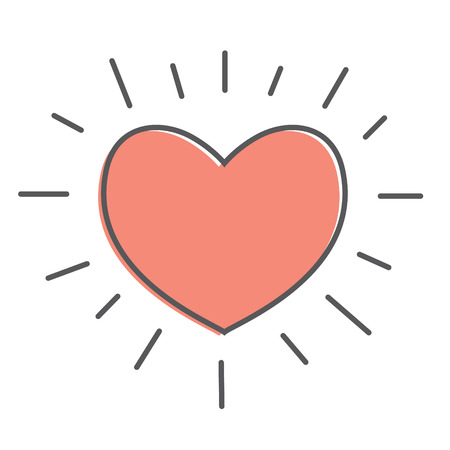 Heart Icon . Love red symbol. Valentine s Day sign, emblem isolated on white background.の写真素材