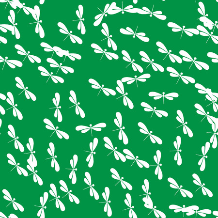 Seamless vector dragonfly or damselfly pattern background. Insect pattern with abstract cartoon dragonfly.のイラスト素材