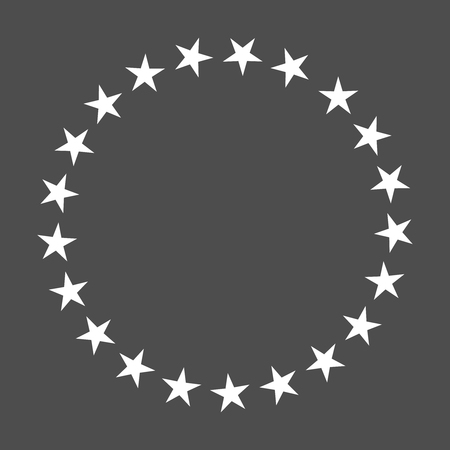 Star in circle shape. Starry vector border frame icon isolated on a dark black backgroundのイラスト素材