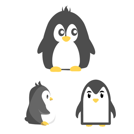 Abstract cute penguin in cartoon style isolated on white background. Funny image illustration.のイラスト素材