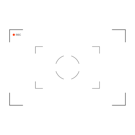 White and black viewfinder camera recording. Modern camera focusing screen. Vector illustrationの写真素材