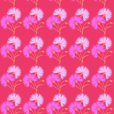 A Seamless pattern with red flower cornflower isolated on white background.のイラスト素材