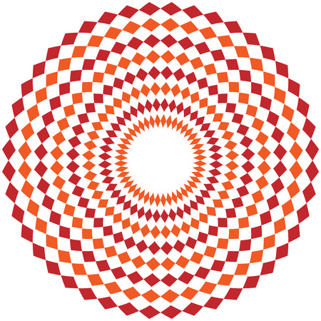 Simple ethnic indian geometrical pattern with rhombuses. Orange and red kaleidoscope vector mandala art.のイラスト素材