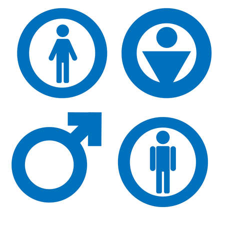 Gender icon symbol. Male boy man icon in circle. Blue vector symbol.のイラスト素材