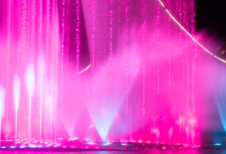 SOCHI, RUSSIA - JUNE, 05, 2021: The Waters of the Sochi Park, Water night show accompanied by classical musicのeditorial素材