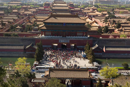 BEIJING, CHINA - China tourist spots forbidden city, Tienanmen square, temple of heaven, Great wall of china and Jingshan parkのeditorial素材