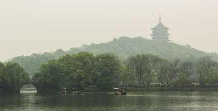 HANGZHOU, CHINA - West Lake and the surroundings in the city of Hangzhou, Chinaのeditorial素材