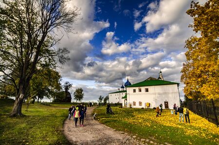 Autumn walk in the road along the religious buildingsのeditorial素材