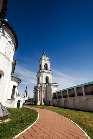 Path and tower on territory of   Rostov the Great,Yaroslavl Region.