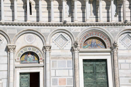 The Cathedral of Santa Maria Assunta at the Leaning Tower of Pisa in Italyの写真素材