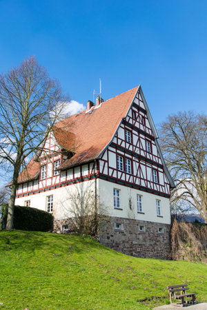 Town hall in Gieselwerder on the Weserの写真素材