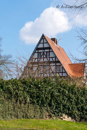 Town hall in Gieselwerder on the Weserの写真素材