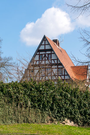 Town hall in Gieselwerder on the Weserの写真素材