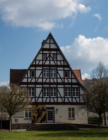 Town hall in Gieselwerder on the Weserの写真素材