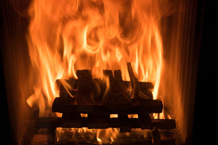 Fire in an oven to heatの写真素材