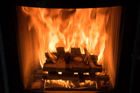 Fire in an oven to heatの写真素材