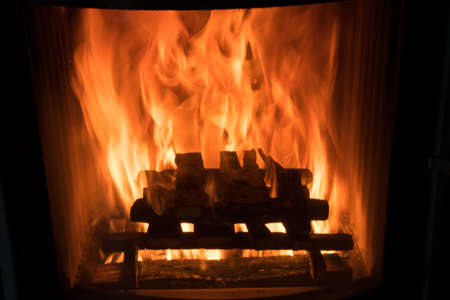 Fire in an oven to heatの写真素材