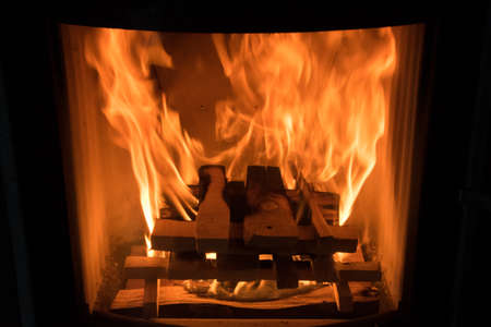 Fire in an oven to heatの写真素材