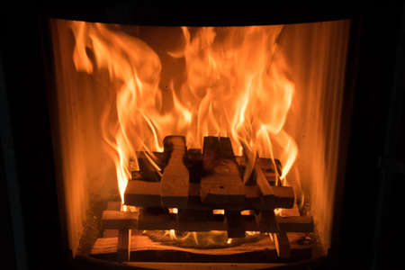 Fire in an oven to heatの写真素材