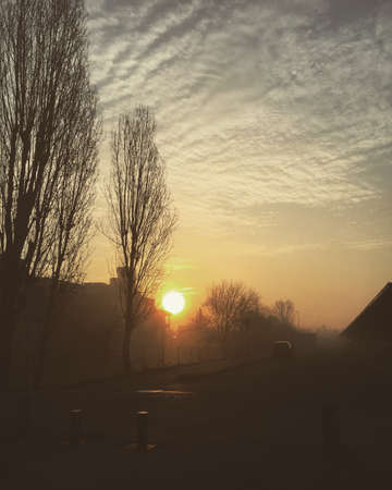 Sunrise in Pavia, Italyの素材