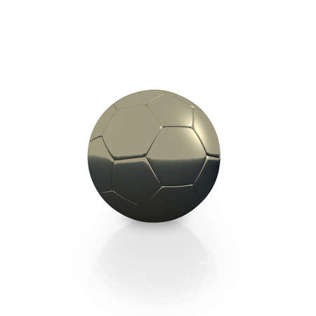 Golden football. 3D illustration of a gold football (soccer) ball.の写真素材