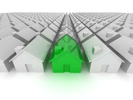 Green house 'standing out from the crowd'の写真素材