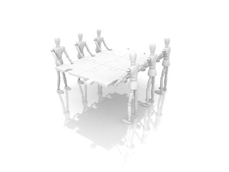 3D illustration of a group of men working together to solve a problem
の写真素材