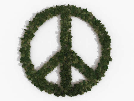 Computer generated illustration of a euro sign. The symbol is made up of various types of trees, and casts a shadow onto a white background. Part of a series of tree/forest images.の写真素材