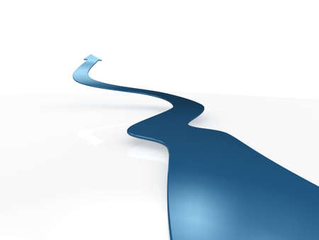 3d Illustration of a long winding arrow leading into the distance.