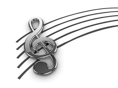 High quality illustration of a silver musical G Clef or Treble Clef symbolの写真素材